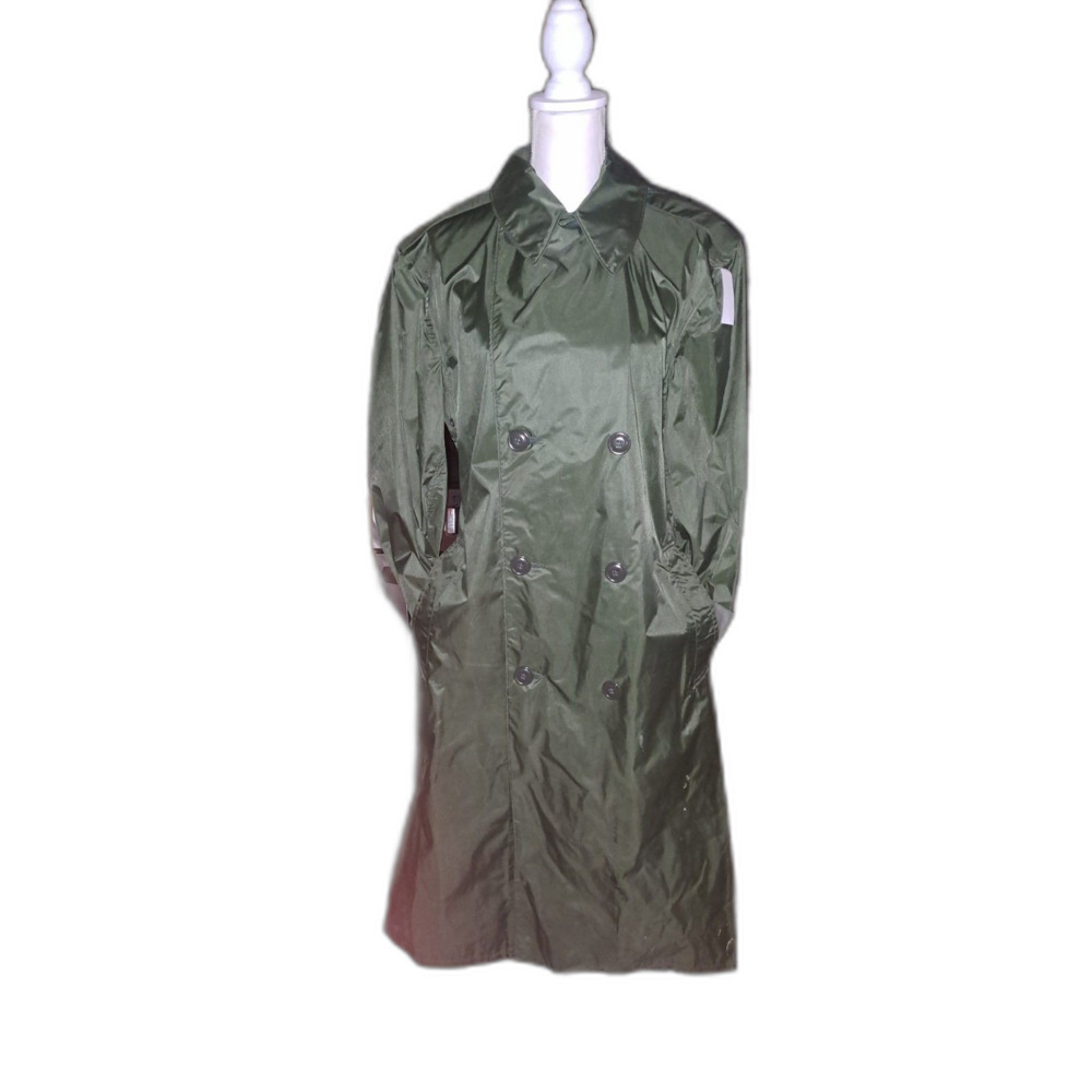 SALE!! UNISEX Vintage 1972-Prod US Army Nylon Rubber Green Raincoat 34 Regular